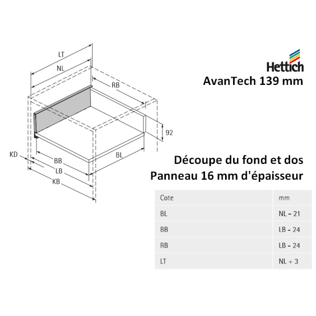 Kit tiroir AvanTech YOU hauteur 139 mm